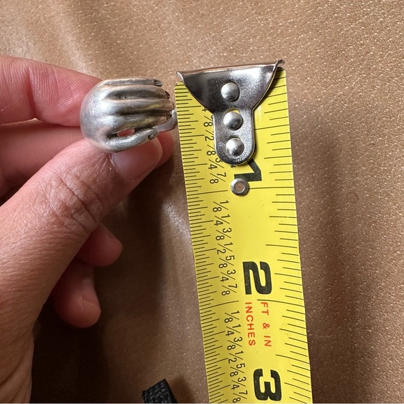 Brass hand ring adjustable silver layer stack festival summer glam boho indie - Picture 6 of 7